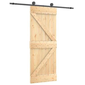 vidaXL Porta Deslizante Natural e Preto 70 x 210 cm