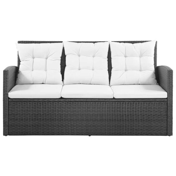 vidaXL 5 pcs conjunto lounge de jardim c/ almofadões vime PE preto
