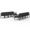 vidaXL 9 pcs conjunto lounge jardim com almofad&otilde;es alum&iacute;nio antracite
