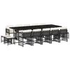 vidaXL 15 pcs conjunto de jantar p/jardim com almofad&otilde;es vime PE preto