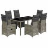 vidaXL 7 pcs conjunto bistr&ocirc; de jardim c/ almofad&otilde;es vime PE cinza