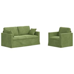 vidaXL Conjunto de Sof&aacute;s 2 unid. Verde Claro Veludo