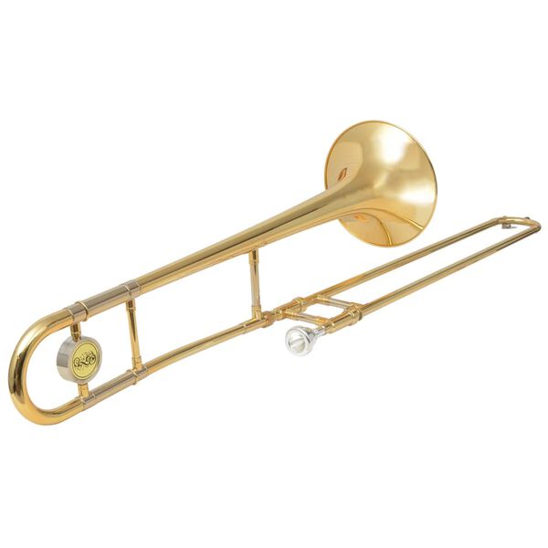 vidaXL Trombone Bb em lat&atilde;o amarelo lacado a dourado