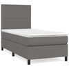 vidaXL Cama com molas/colch&atilde;o 100x200 cm couro artificial cinzento