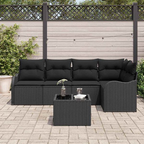 vidaXL Conjunto de Sof&aacute; de Jardim Preto vime PE