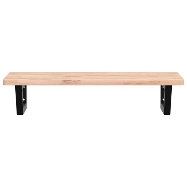 vidaXL Prateleira de parede p/ lavat&oacute;rio a&ccedil;o/madeira de faia maci&ccedil;a