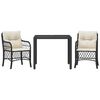 vidaXL 3 pcs conjunto de bistr&ocirc; com almofad&otilde;es vime PE preto