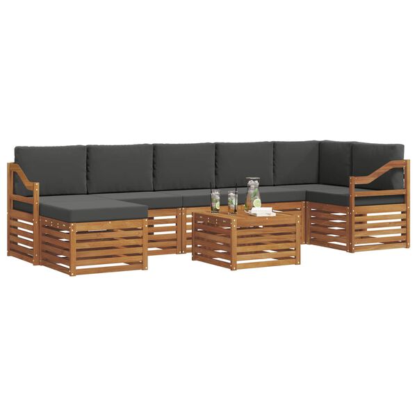 vidaXL Conjunto de Sof&aacute; Sectional 8 pcs Natural e Antracite