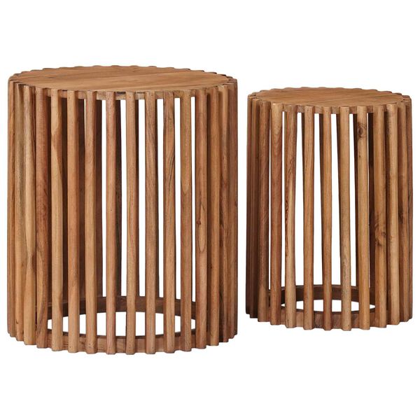 vidaXL Conjunto de mesas de apoio com porta Castanho 40 x 40 x 45 cm