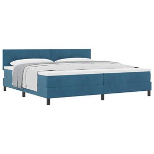 vidaXL Cama Box com colch&atilde;o Azul Escuro 200 x 200 cm Veludo