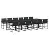 vidaXL 13 pcs conj. de jantar p/ jardim c/ almofad&otilde;es textilene preto