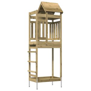 vidaXL Torre de Brincar Castanho Madeira impregnada maci&ccedil;a