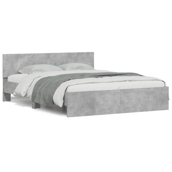vidaXL Estrutura de cama com cabeceira 140x200 cm cinzento cimento