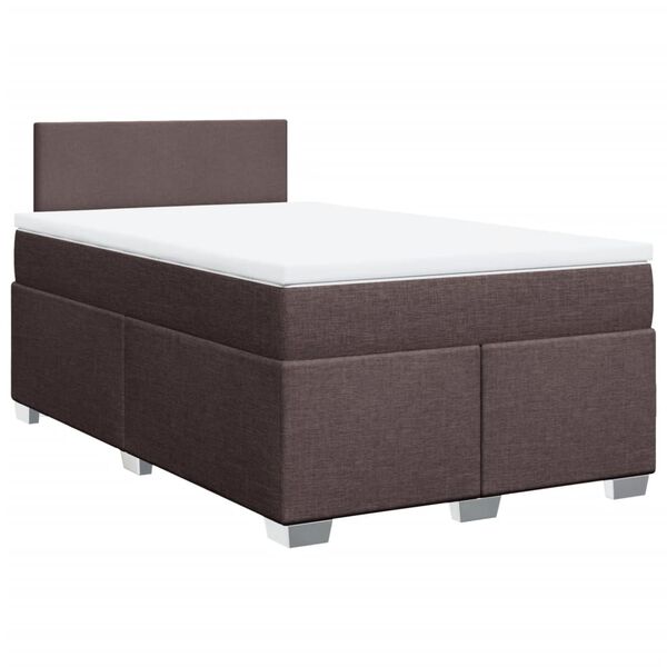 vidaXL Cama boxspring com colch&atilde;o 120x190 cm tecido castanho-escuro
