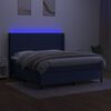 vidaXL Cama box spring c/ colch&atilde;o e LED 160x200 cm tecido azul