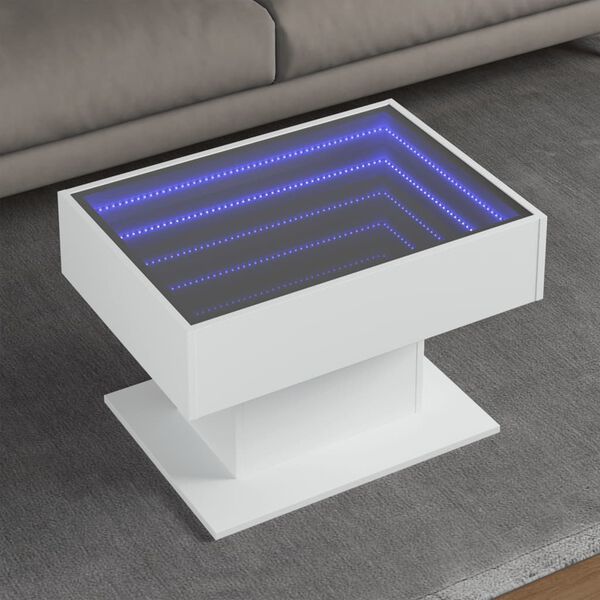 vidaXL Mesa de centro c/ LEDs 70x50x45 cm derivados de madeira branco