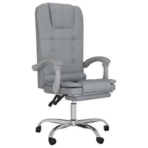vidaXL Cadeira massagens escrit&oacute;rio reclin&aacute;vel tecido cinzento-claro