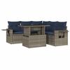 vidaXL Conjunto de sof&aacute; de jardim com 6 pe&ccedil;as e almofadas em rattan sint&eacute;tico cinza