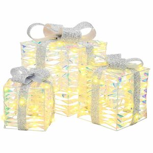 vidaXL Caixa de presente de Natal iluminada 3 unid. 150 LED