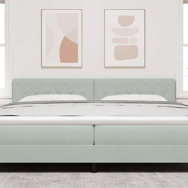 vidaXL Cabeceira com cabeceira Cinzento-claro 200 cm Couro Sint&eacute;tico