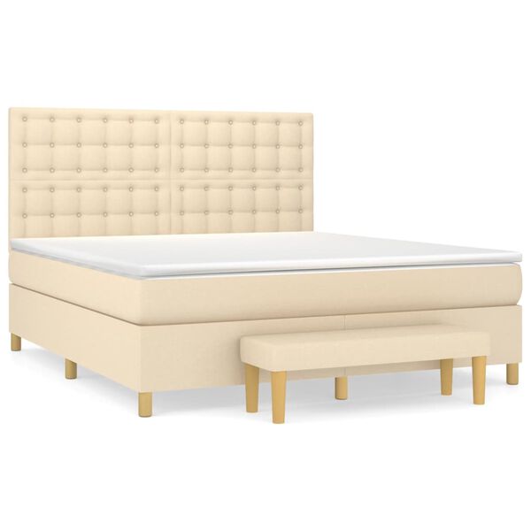 vidaXL Cama com molas/colch&atilde;o 180x200 cm tecido cor creme