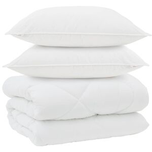 vidaXL Edredom de Inverno com travesseiro 3 pcs Branco Microfibra