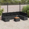 vidaXL Conjunto de Sof&aacute; de Jardim com almofada 9 pcs Preto vime PE