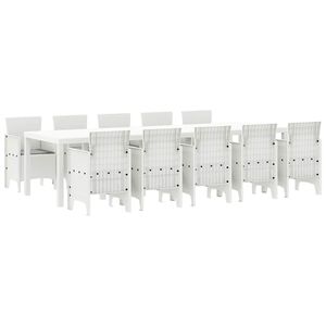 vidaXL Conjunto de Jantar para Jardim 11 pcs Branco e Cinza Claro