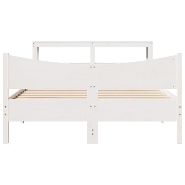 vidaXL Estrutura cama c/ cabeceira 140x190 cm pinho maci&ccedil;o branco