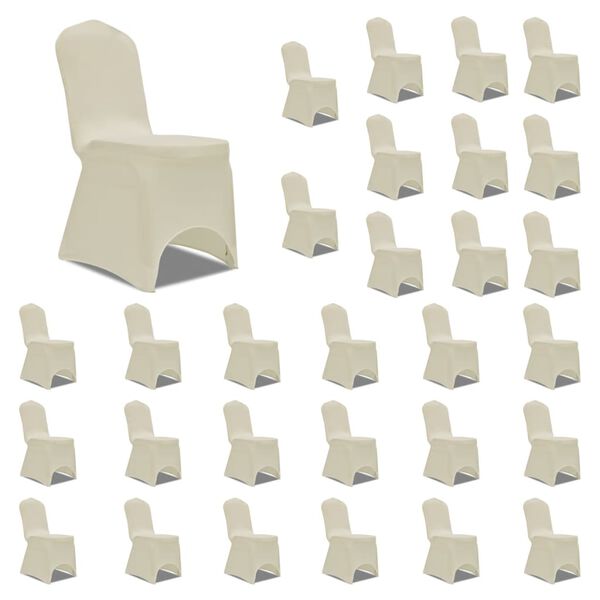 vidaXL Capa para cadeira elástica 30 pcs cor creme
