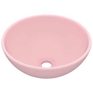 vidaXL Lavat&oacute;rio WC luxuoso redondo 32,5x14cm cer&acirc;mica rosa mate