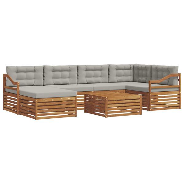 vidaXL Conjunto de Sof&aacute;s para Exterior 7 pcs Cinza Natural e Claro