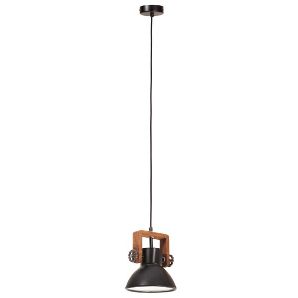 vidaXL Candeeiro suspenso industrial redondo 25 W 19 cm E27 preto