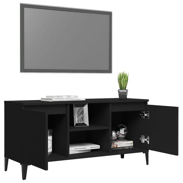 vidaXL M&oacute;vel de TV com pernas em metal 103,5x35x50 cm preto
