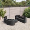 vidaXL 9 pcs conjunto de sof&aacute;s p/ jardim c/ almofad&otilde;es vime PE preto