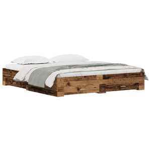 vidaXL Estrutura da Cama com gaveta Madeira Antiga 180 x 200 cm