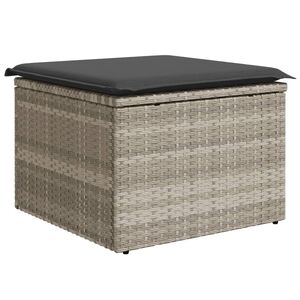 vidaXL Banco de jardim com almofada 55x55x37 cm vime PE cinzento claro