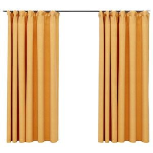 vidaXL Cortinas opacas aspeto linho c/ ganchos 2 pcs 140x175cm amarelo
