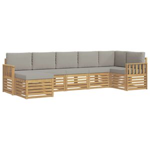 vidaXL Conjunto de Sof&aacute;s para Exterior 6 unid. Branco e Cinza Claro
