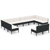 vidaXL 12 pcs conjunto lounge de jardim c/ almofad&otilde;es vime PE preto