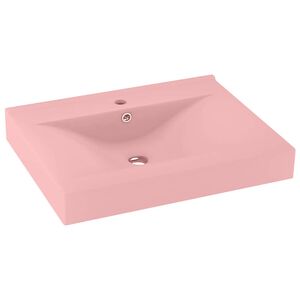 vidaXL Lavat&oacute;rio c/ orif&iacute;cio de torneira 60x46 cm cer&acirc;mica rosa mate