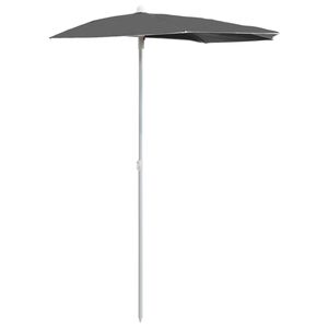vidaXL Guarda-sol semicircular com mastro 180x90 cm antracite