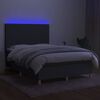 vidaXL Cama box spring c/ colch&atilde;o e LED 140x200 cm tecido cinza-escuro