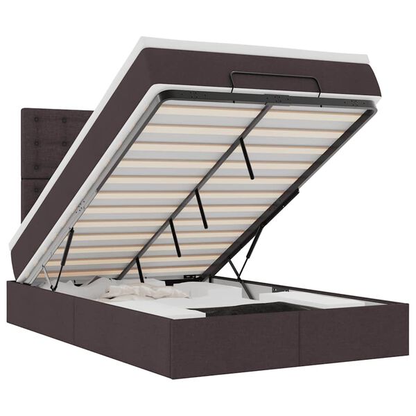 vidaXL Estrutura de cama otomana com colch&atilde;o 120x190cm castanho escuro