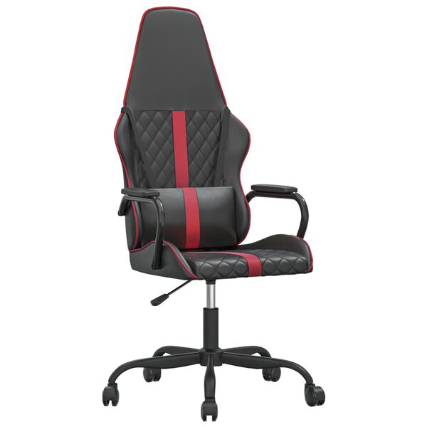vidaXL Cadeira gaming couro artificial preto e vermelho tinto