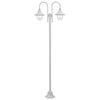 vidaXL Candeeiro de p&eacute; p/ jardim c/ 2 bra&ccedil;os E27 220cm alum&iacute;nio branco