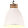 vidaXL Candeeiro teto industrial 35cm E27 ferro branco/madeira maci&ccedil;a
