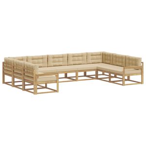 vidaXL Conjunto de Sof&aacute;s para Exterior 9 unid. Branco e Bege
