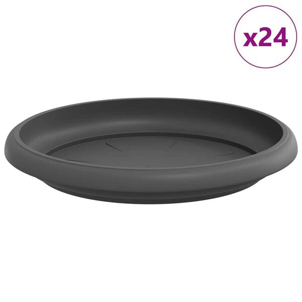 vidaXL Bandeja Redonda de Flores 24 pcs Preto &Oslash; 14 x 2 cm Pl&aacute;stico