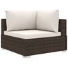 vidaXL 6 pcs conjunto lounge jardim c/ almofad&otilde;es vime PE castanho